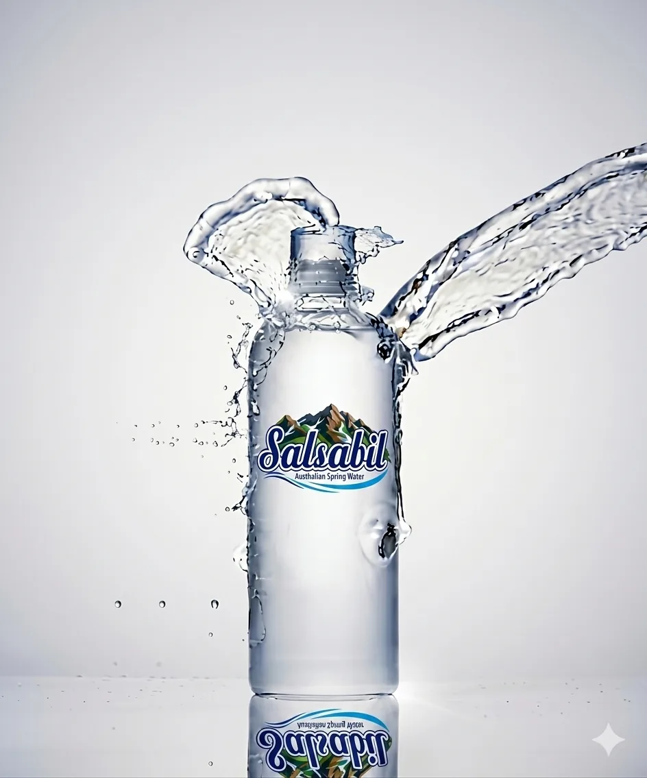Salsabil bottle with a fresh splash of spring water